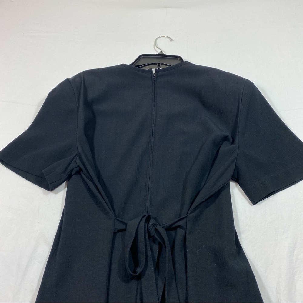 Vintage Kathie Lee Maxi Dress Black Pleated Bodice Decorative Animal Buttons - Picture 14 of 15